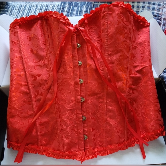 Satin boned Corset - Picture 1 of 6